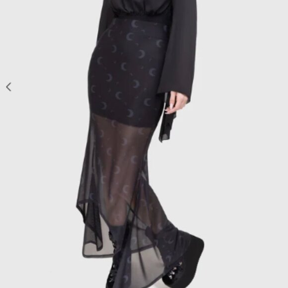 Killstar NWT High Low Moon Star Mesh Maxi Skirt Serenade of Shadows - Picture 2 of 9